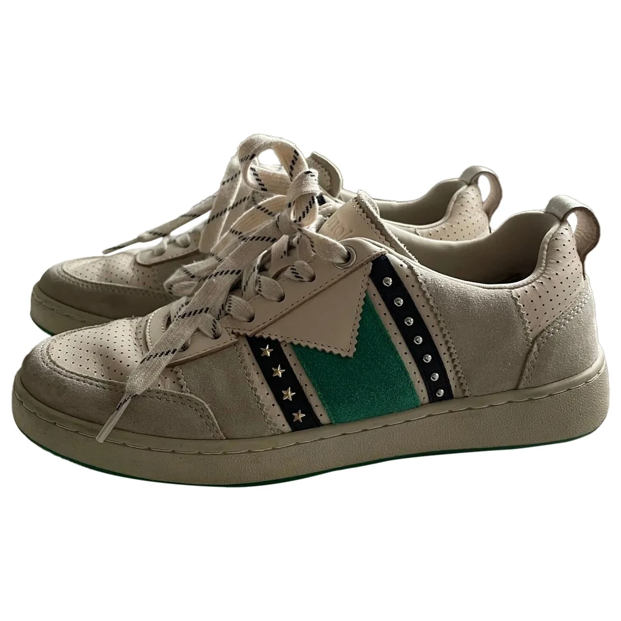 Pre-owned Maje Leather Trainers In Beige