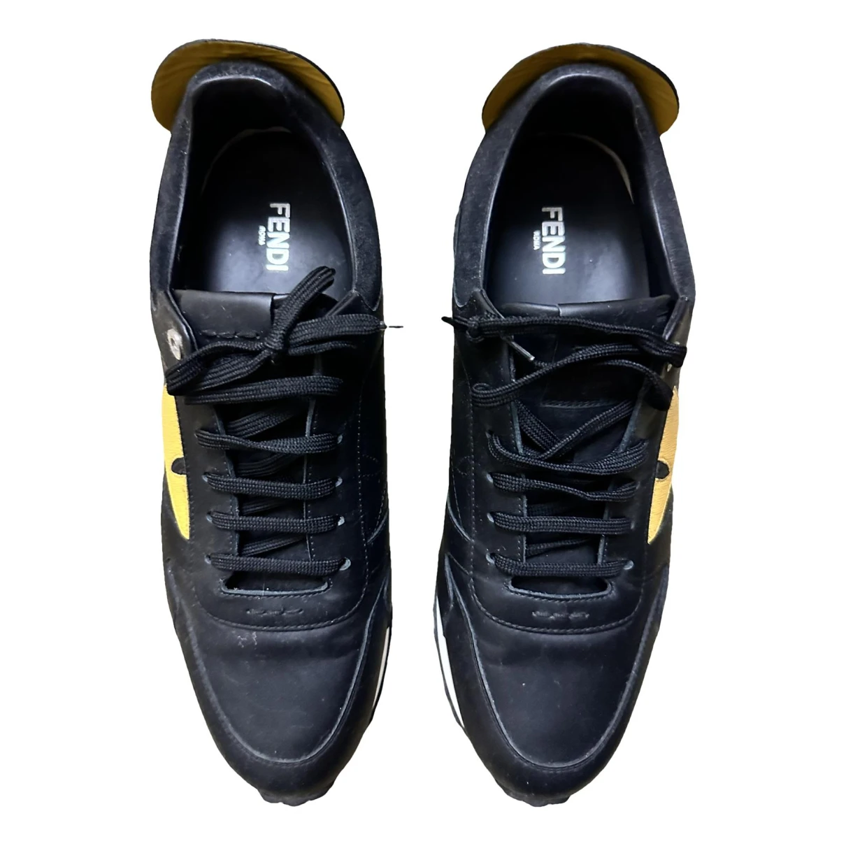Pre-owned Fendi Leather Lace Ups In Black
