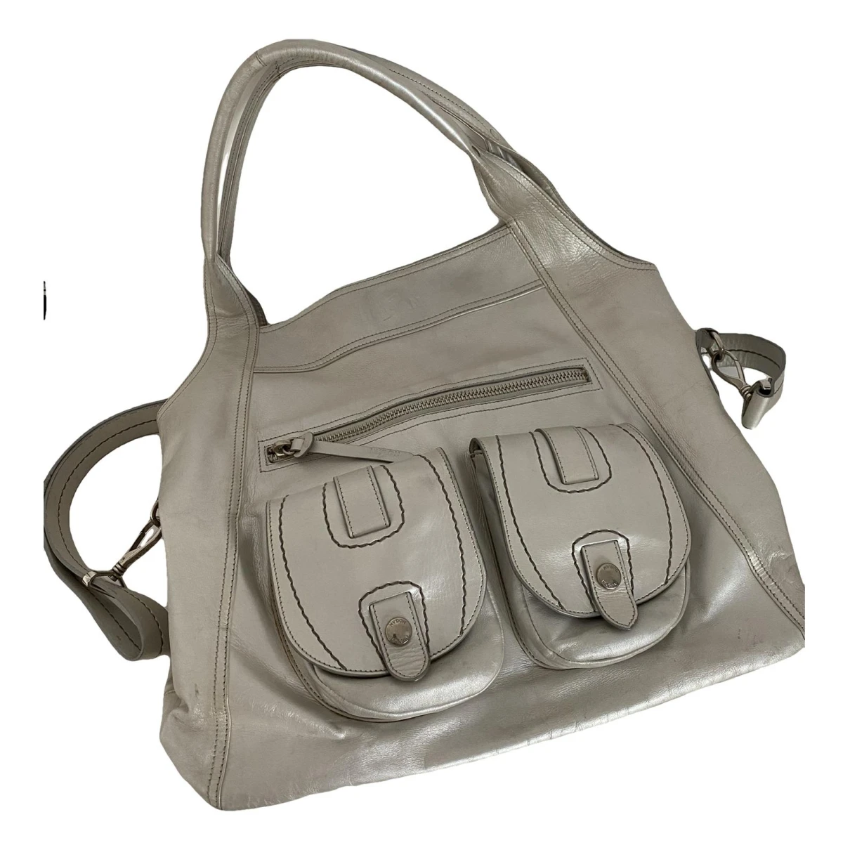 Pre-owned Hogan Leather Tote In Silver