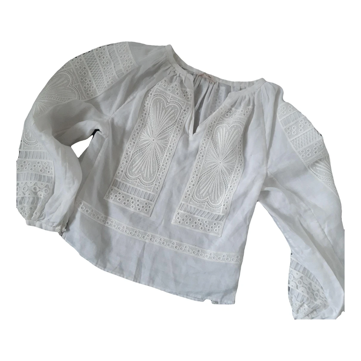 Pre-owned Maje Lace Blouse In White