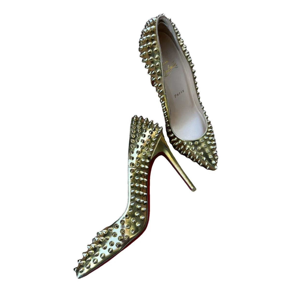 Pre-owned Christian Louboutin Pigalle Leather Heels In Gold