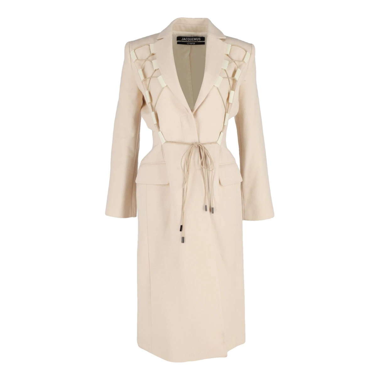 Pre-owned Jacquemus Wool Trench Coat In Ecru