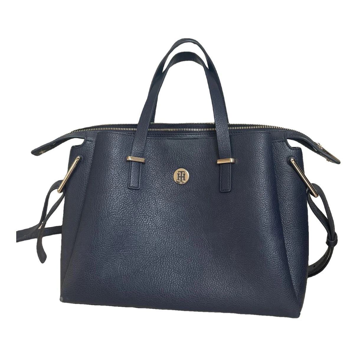 Pre-owned Tommy Hilfiger Leather Handbag In Navy