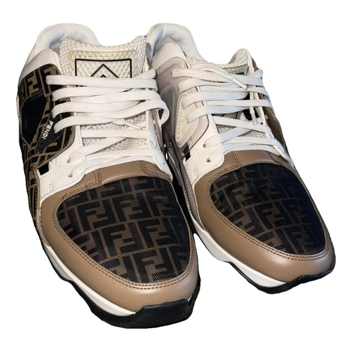Pre-owned Fendi Leather High Trainers In Brown