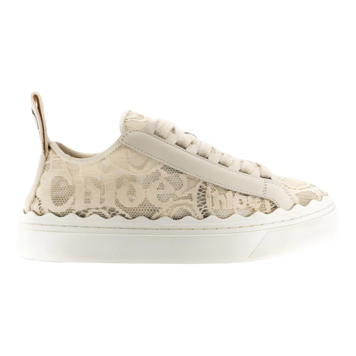 Pre-owned Chloé Lauren Cloth Trainers In Beige