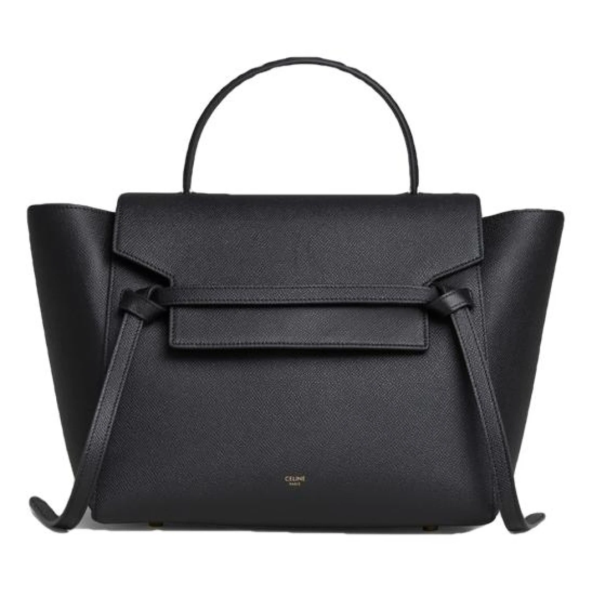 Pre-owned Celine Belt Leather Handbag In Black