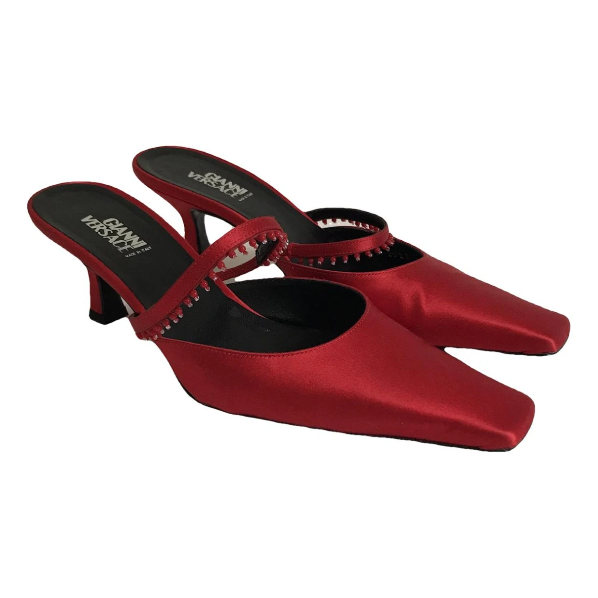 Pre-owned Versace Cloth Heels In Red