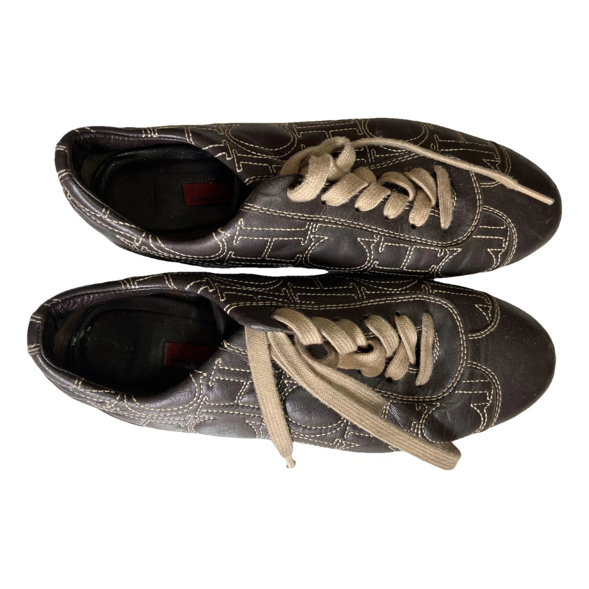 Pre-owned Carolina Herrera Leather Trainers In Brown