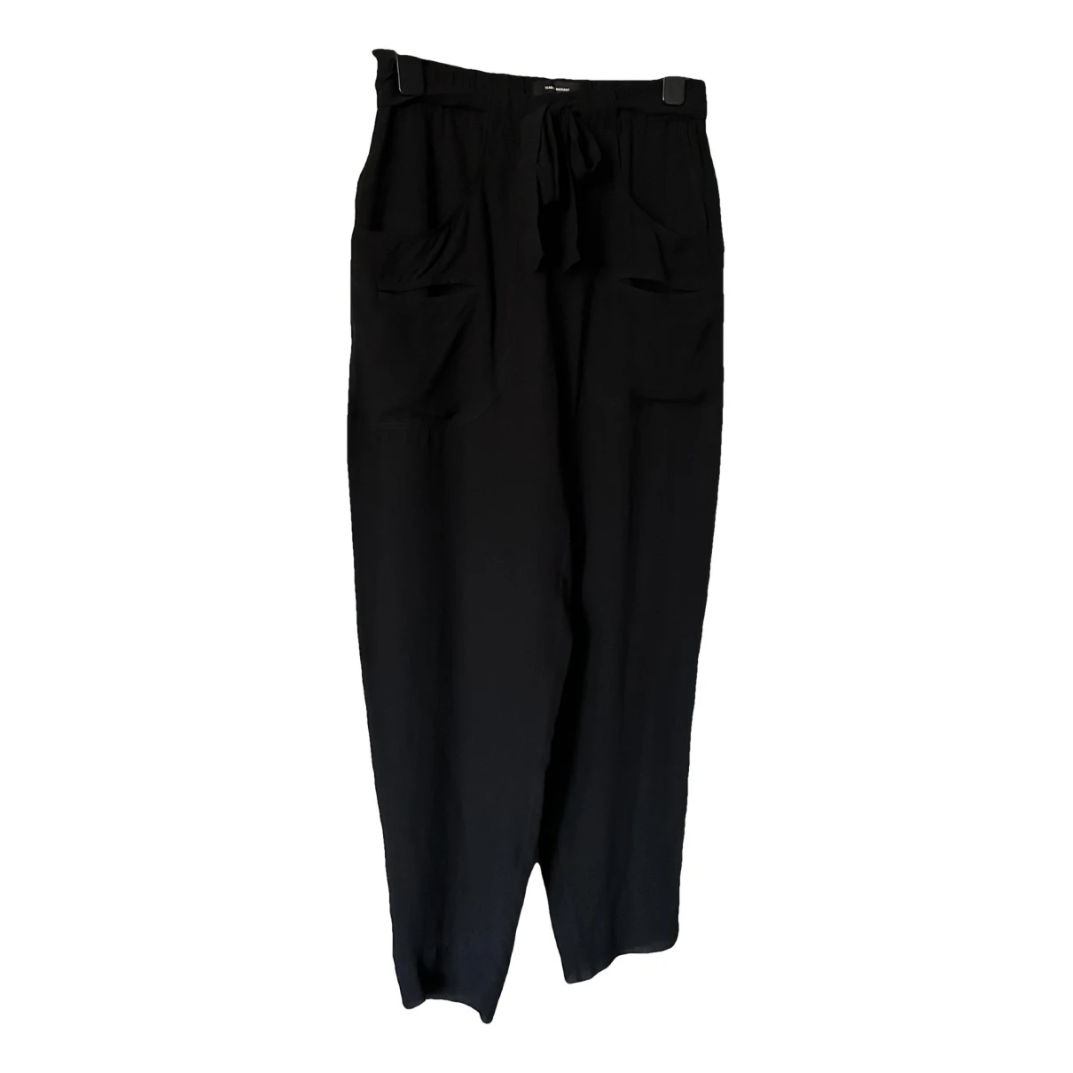 Pre-owned Isabel Marant Silk Straight Pants In Black