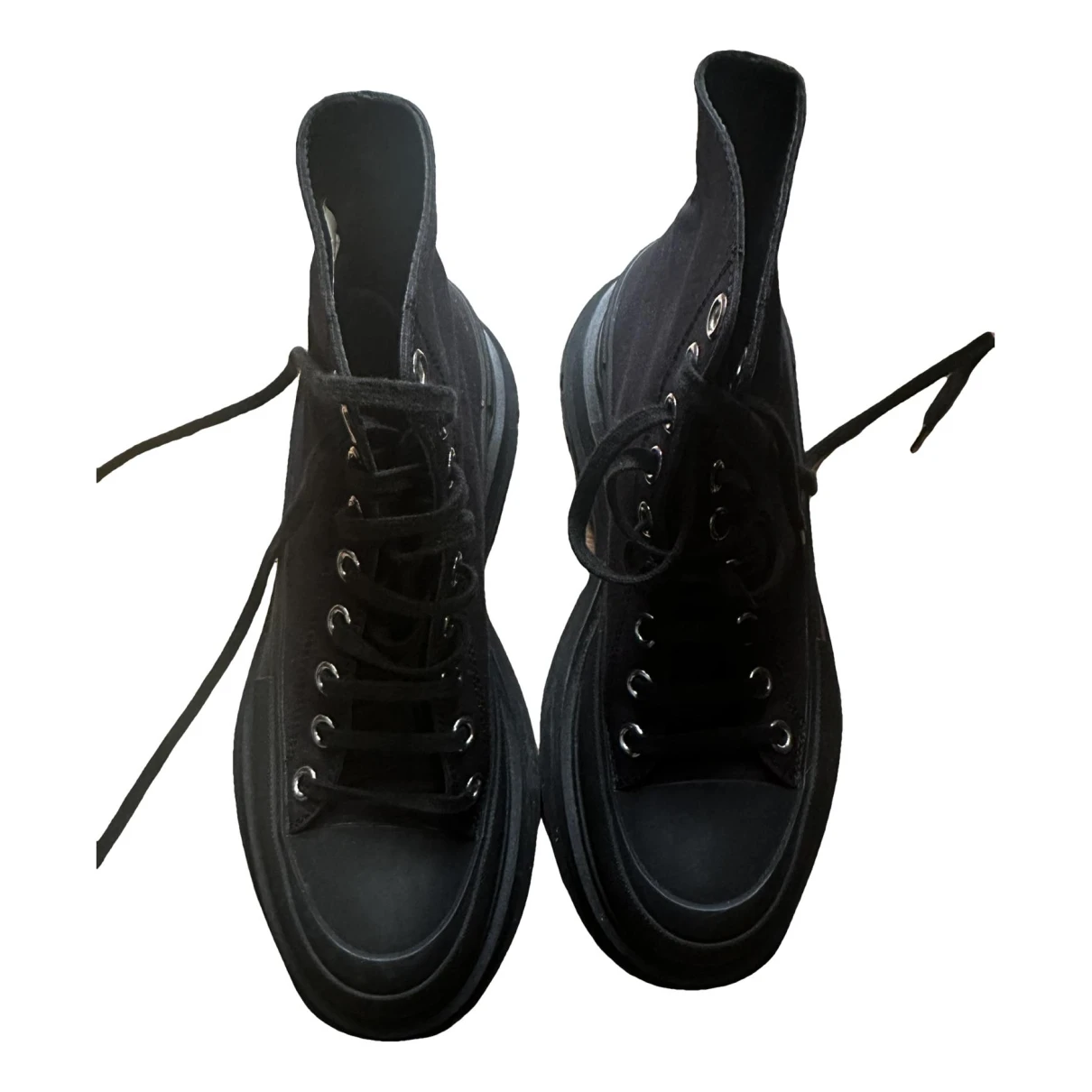 Pre-owned Alexander Mcqueen Tread Slick Cloth Trainers In Black