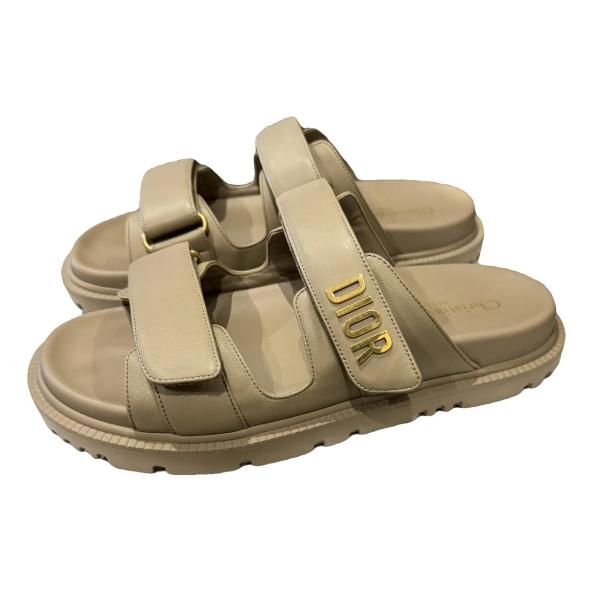 Pre-owned Dior Leather Sandal In Beige