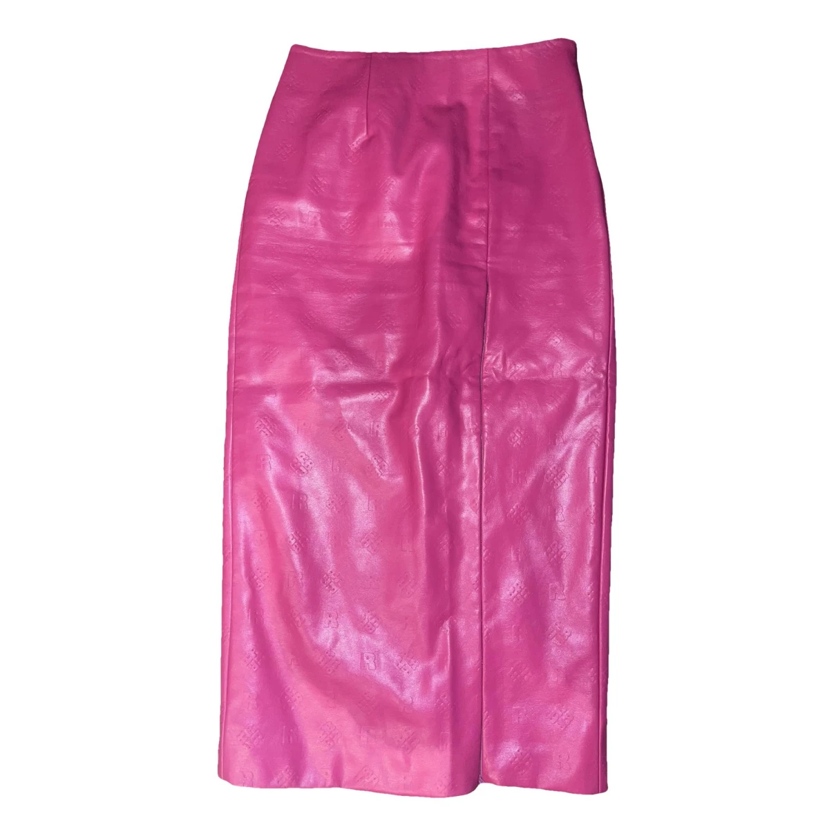 Pre-owned Rotate Birger Christensen Patent Leather Mid-length Skirt In Pink