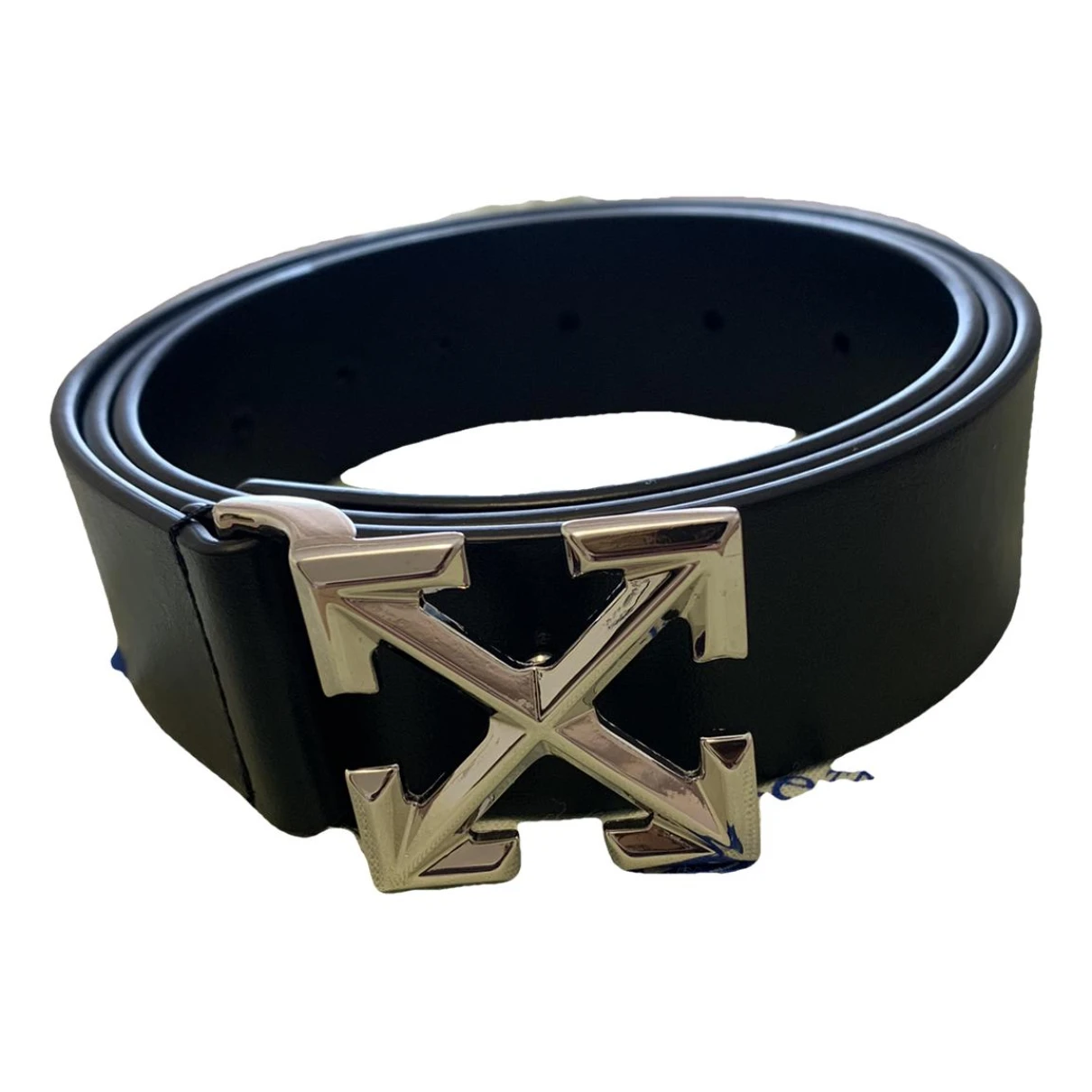 Pre-owned Off-white Leather Belt In Black