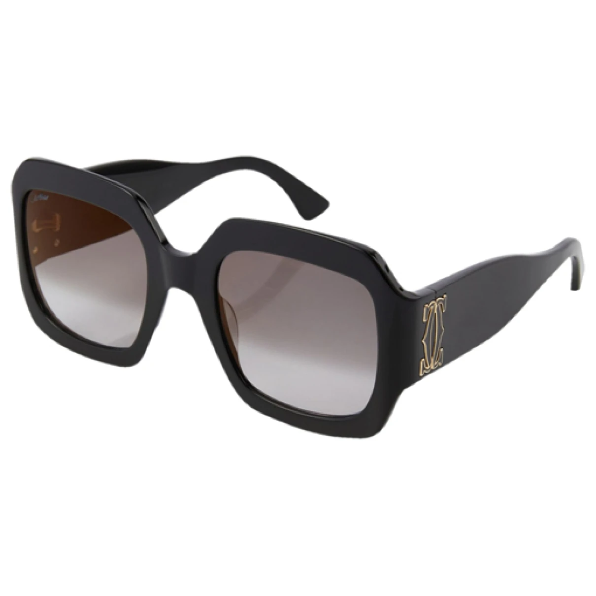 Pre-owned Cartier Oversized Sunglasses In Black