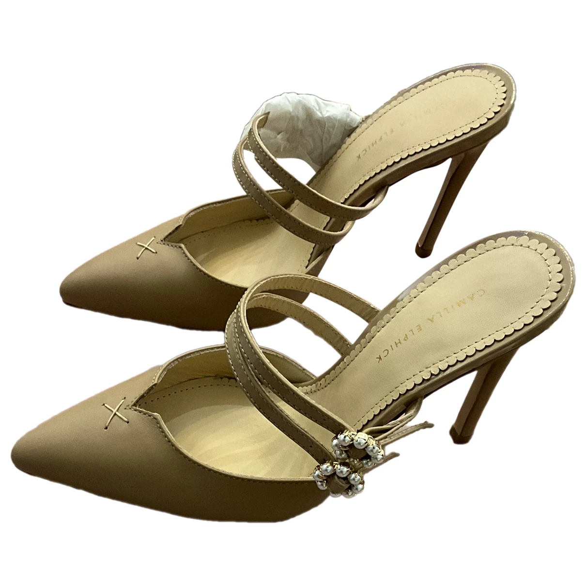 Pre-owned Camilla Elphick Leather Mules & Clogs In Beige
