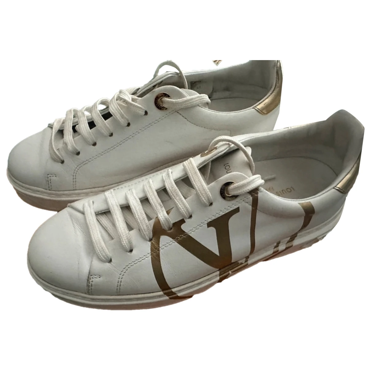 Pre-owned Louis Vuitton Time Out Leather Trainers In White