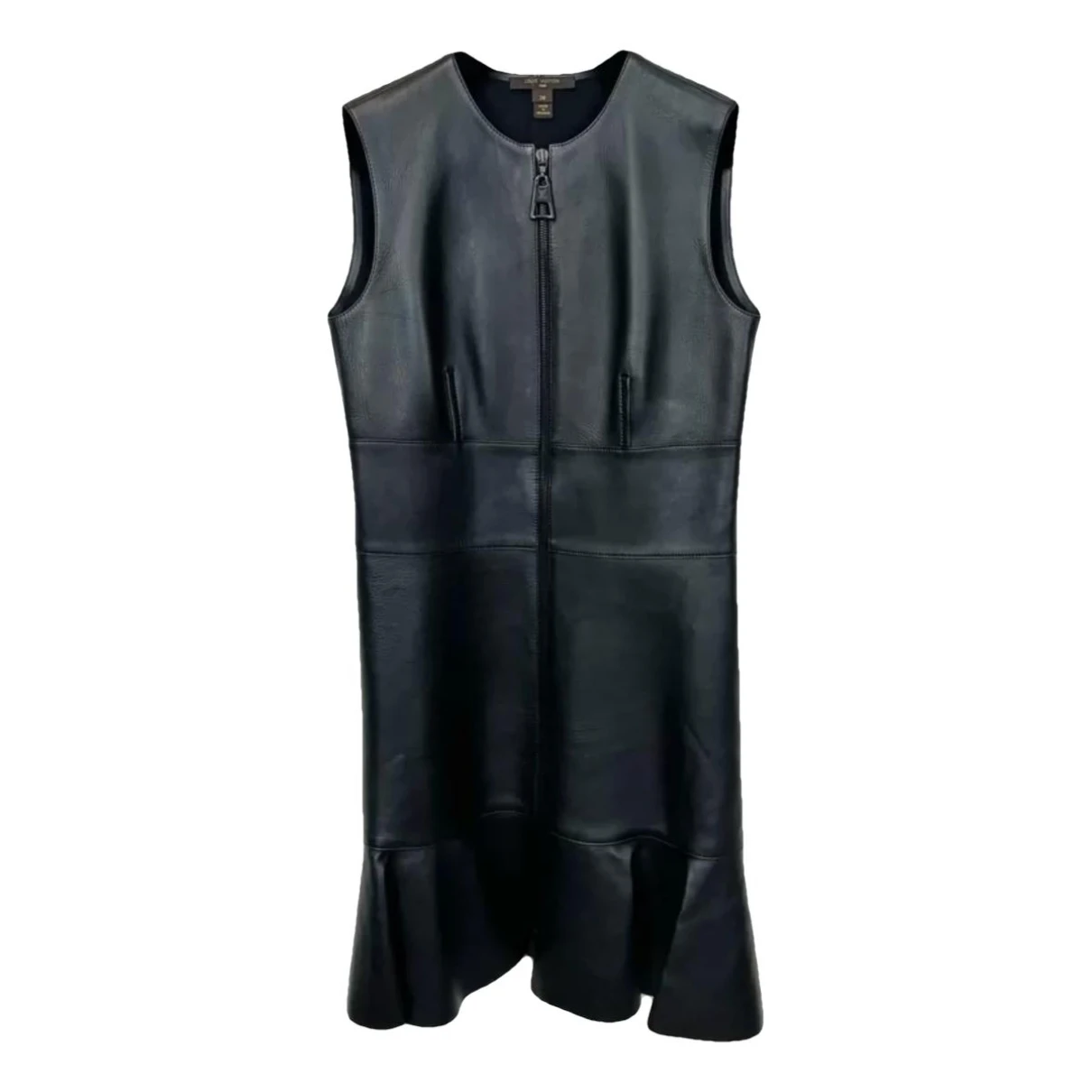 Pre-owned Louis Vuitton Leather Mid-length Dress In Black