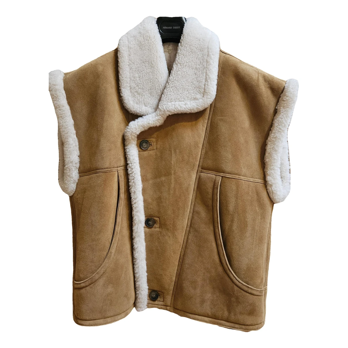 Pre-owned Meotine Leather Jacket In Camel