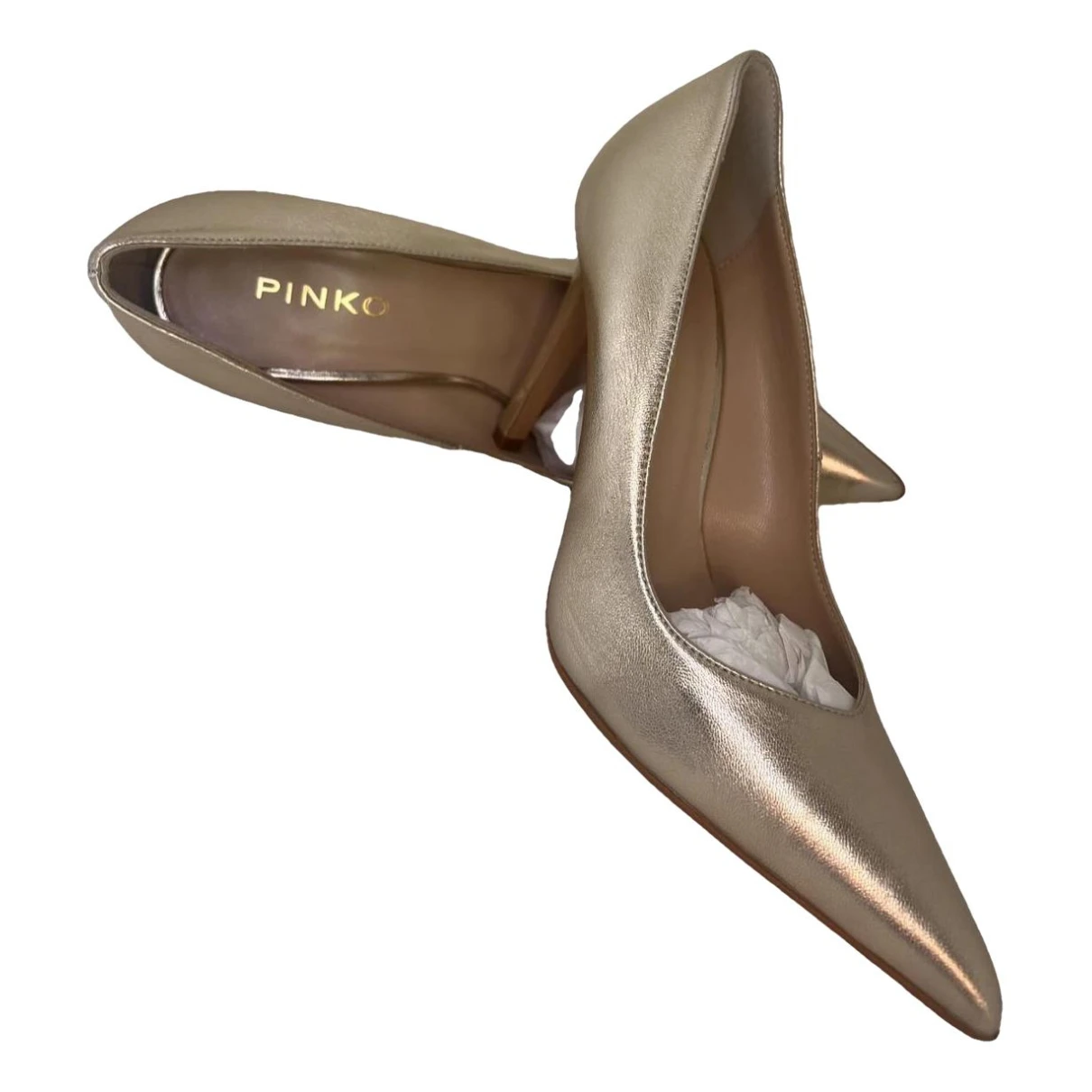 Pre-owned Pinko Leather Heels In Gold
