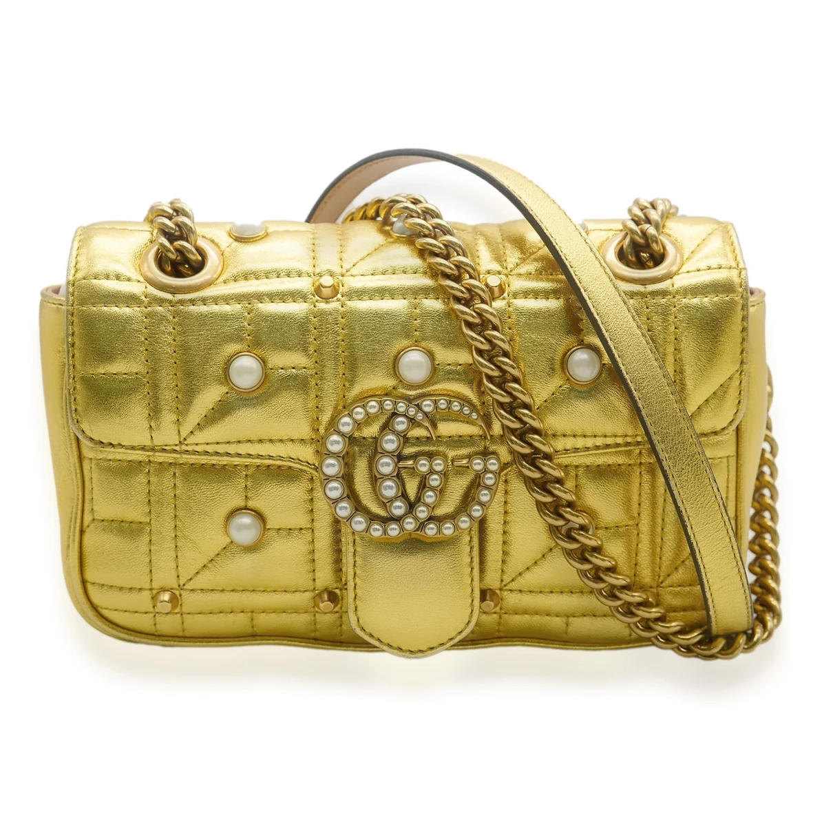 Pre-owned Gucci Leather Crossbody Bag In Gold