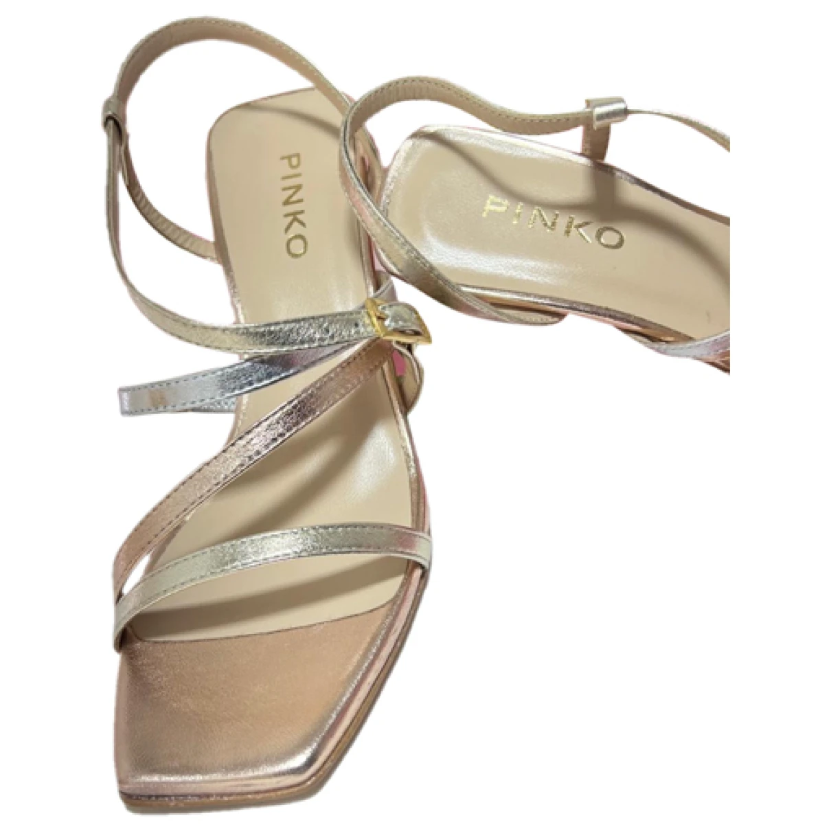 Pre-owned Pinko Leather Sandals In Gold