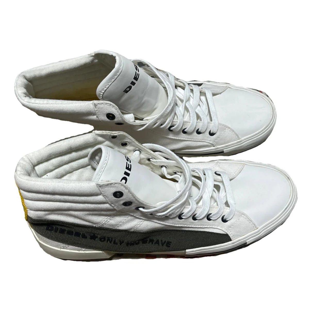 Pre-owned Diesel Cloth High Trainers In White