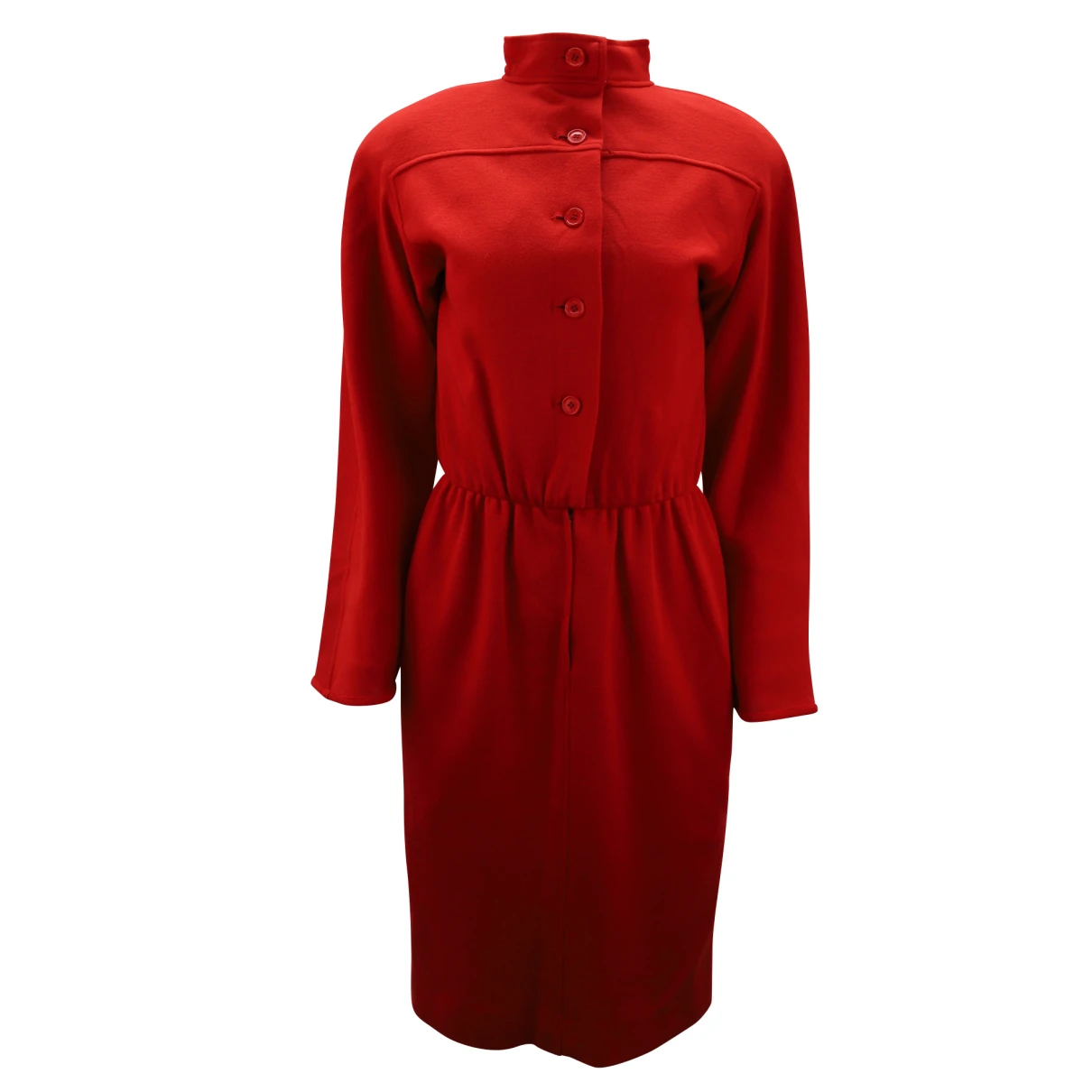 Pre-owned Oscar De La Renta Wool Mid-length Dress In Red