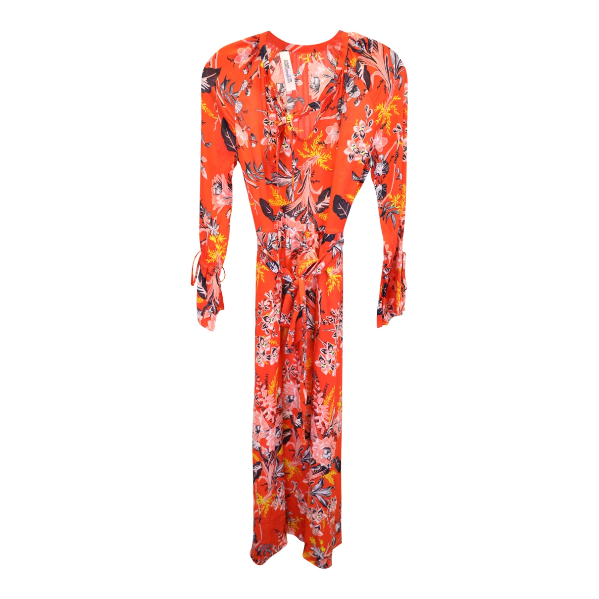 Pre-owned Diane Von Furstenberg Silk Maxi Dress In Orange