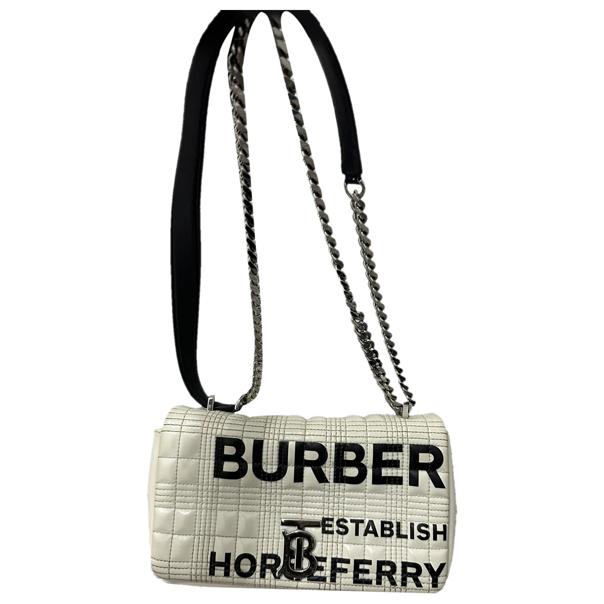 Pre-owned Burberry Lola Medium Leather Crossbody Bag In White