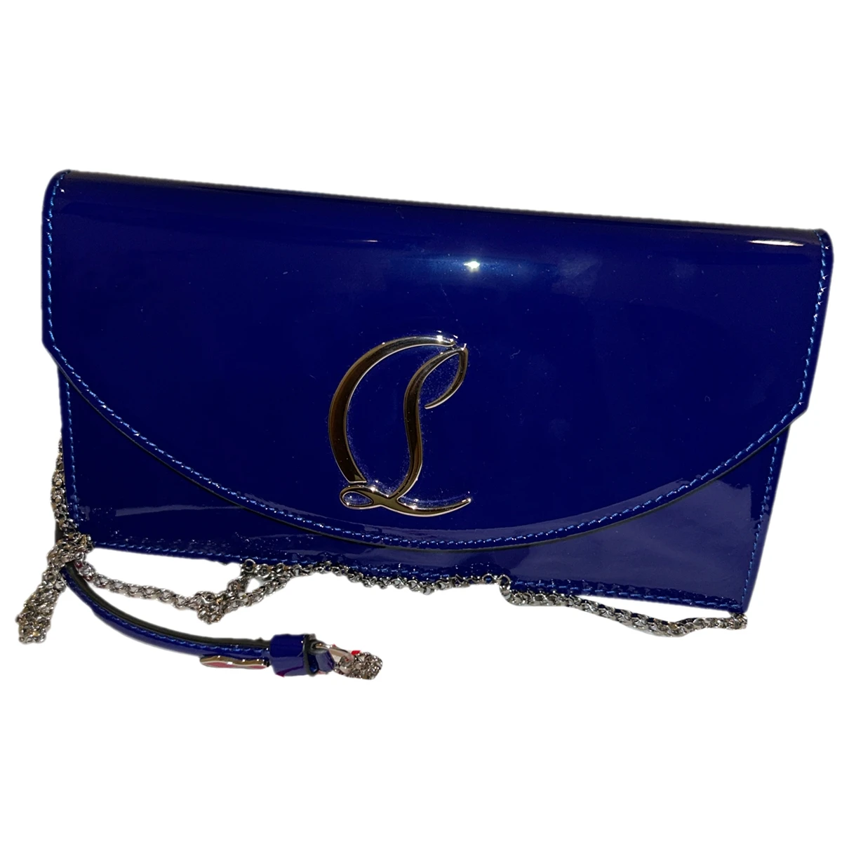 Pre-owned Christian Louboutin Loubi54 Patent Leather Crossbody Bag In Blue