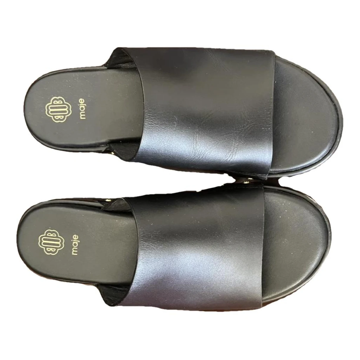 Pre-owned Maje Leather Mules & Clogs In Black