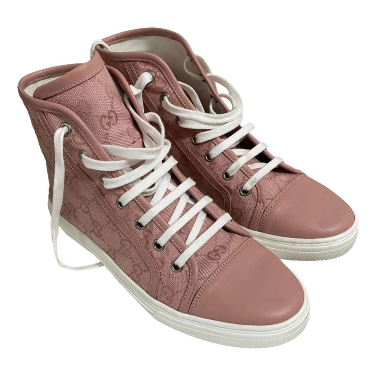 Pre-owned Gucci Cloth Trainers In Pink