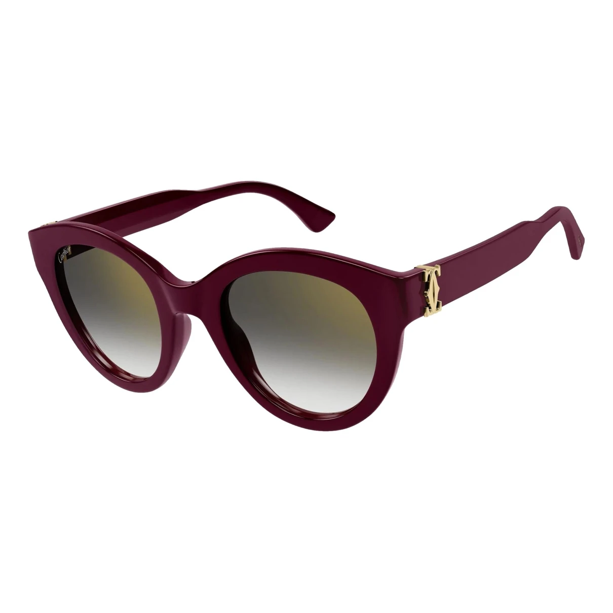 Pre-owned Cartier Oversized Sunglasses In Burgundy