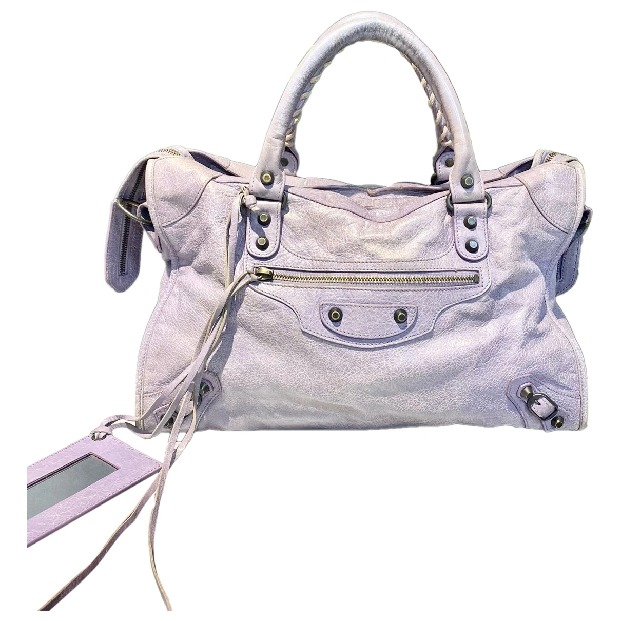 Pre-owned Balenciaga City Leather Handbag In Purple