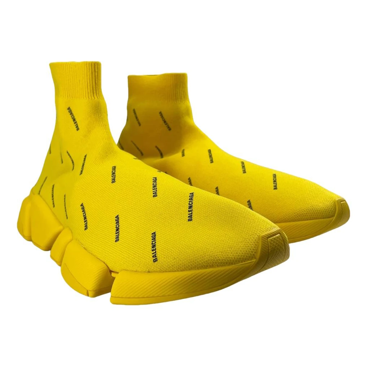 Pre-owned Balenciaga Cloth High Trainers In Yellow
