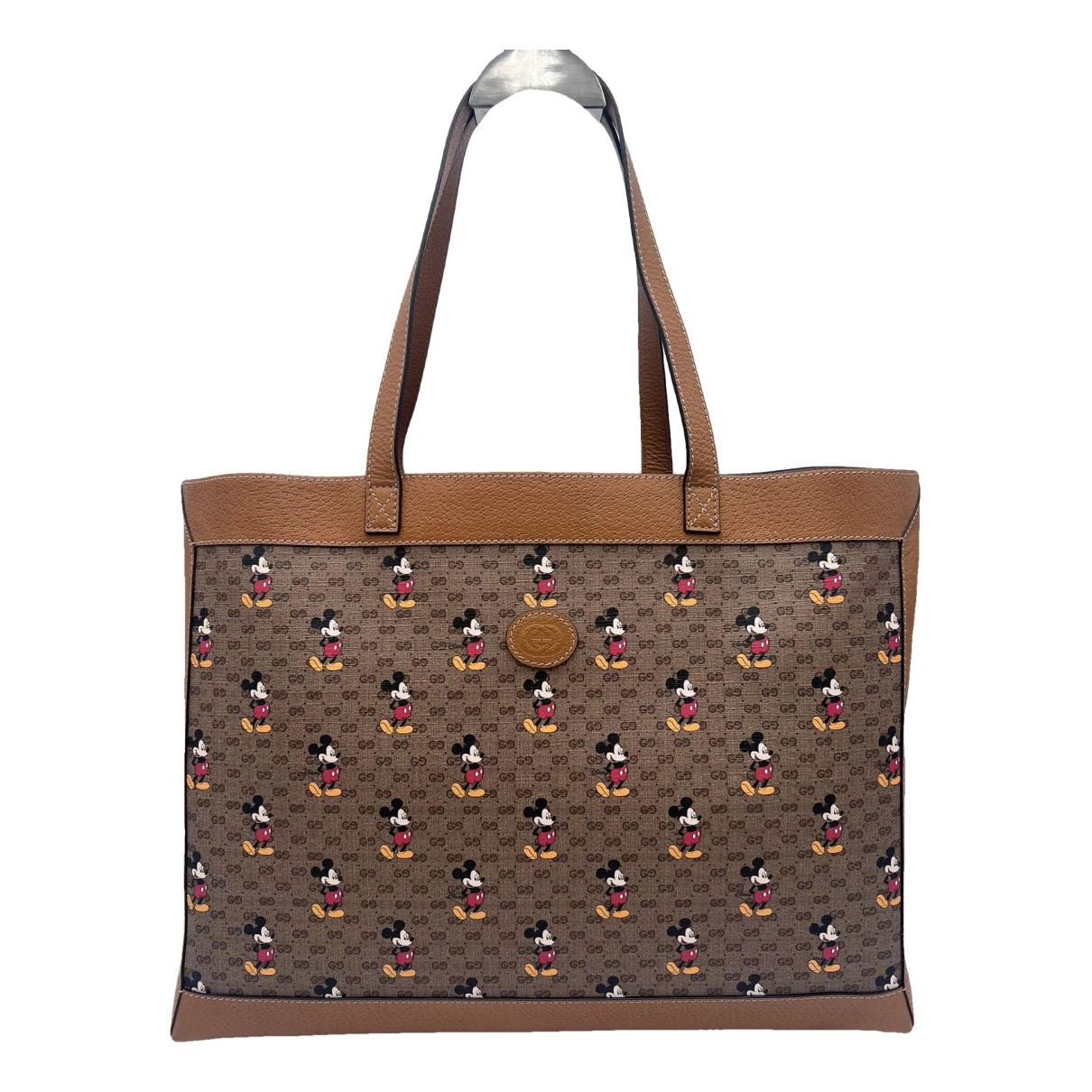 Pre-owned Disney X Gucci Leather Tote In Brown