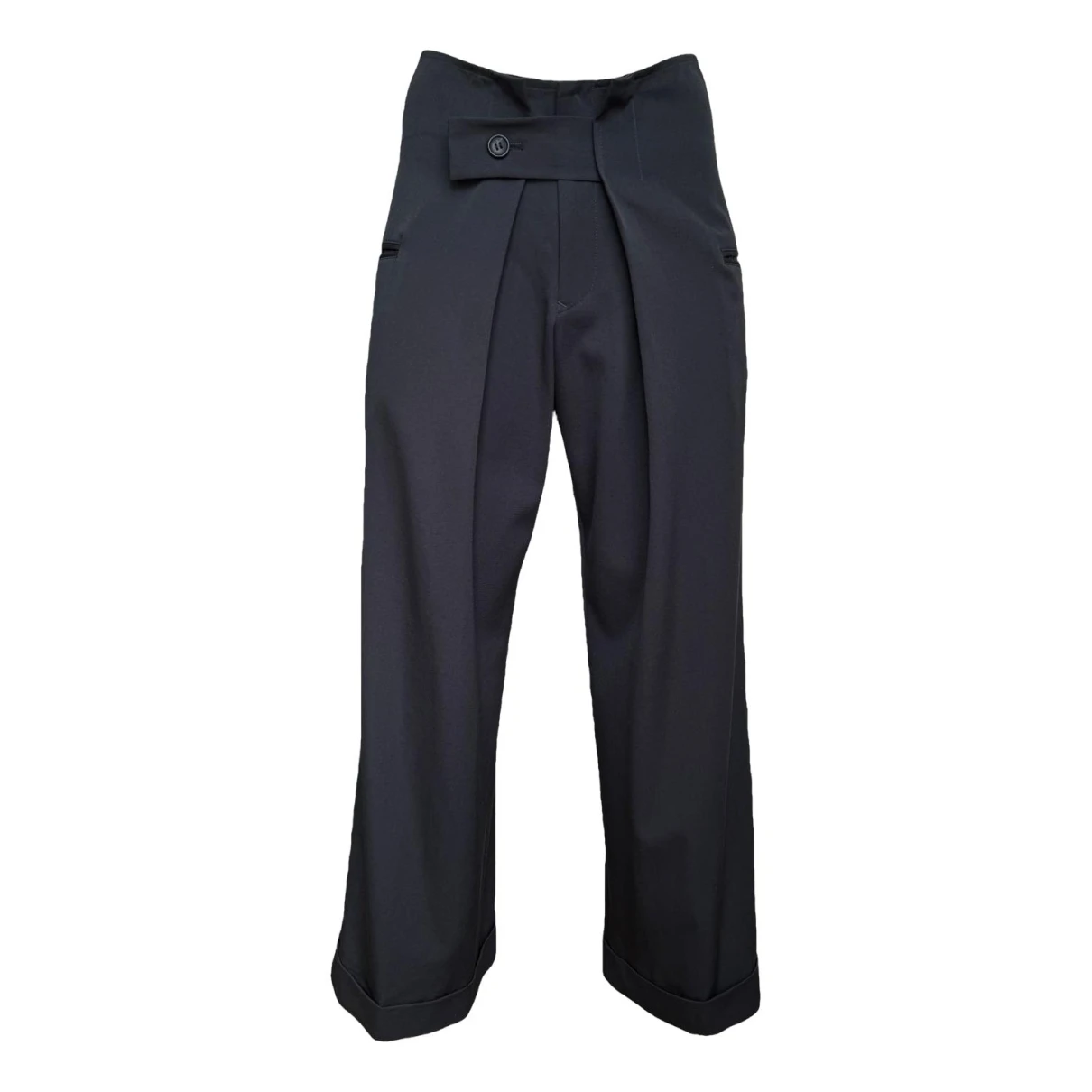 Pre-owned Yohji Yamamoto Wool Large Pants In Black
