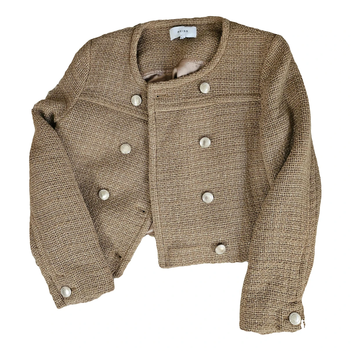 Pre-owned Reiss Tweed Jacket In Beige