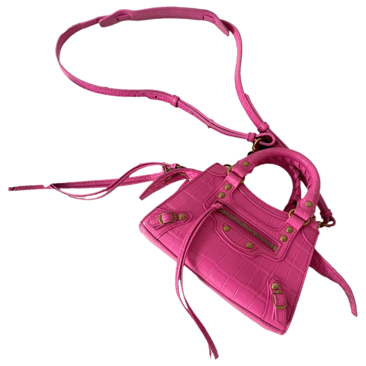 Pre-owned Balenciaga Neo Classic Leather Crossbody Bag In Pink