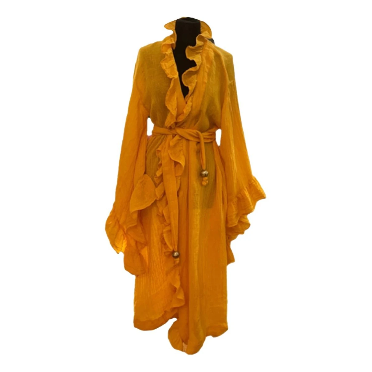 Pre-owned Lisa Marie Fernandez Linen Maxi Dress In Orange