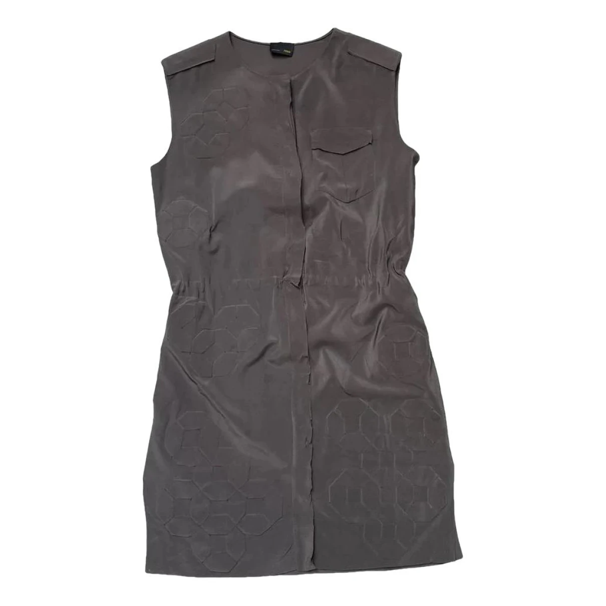 Pre-owned Fendi Silk Dress In Grey