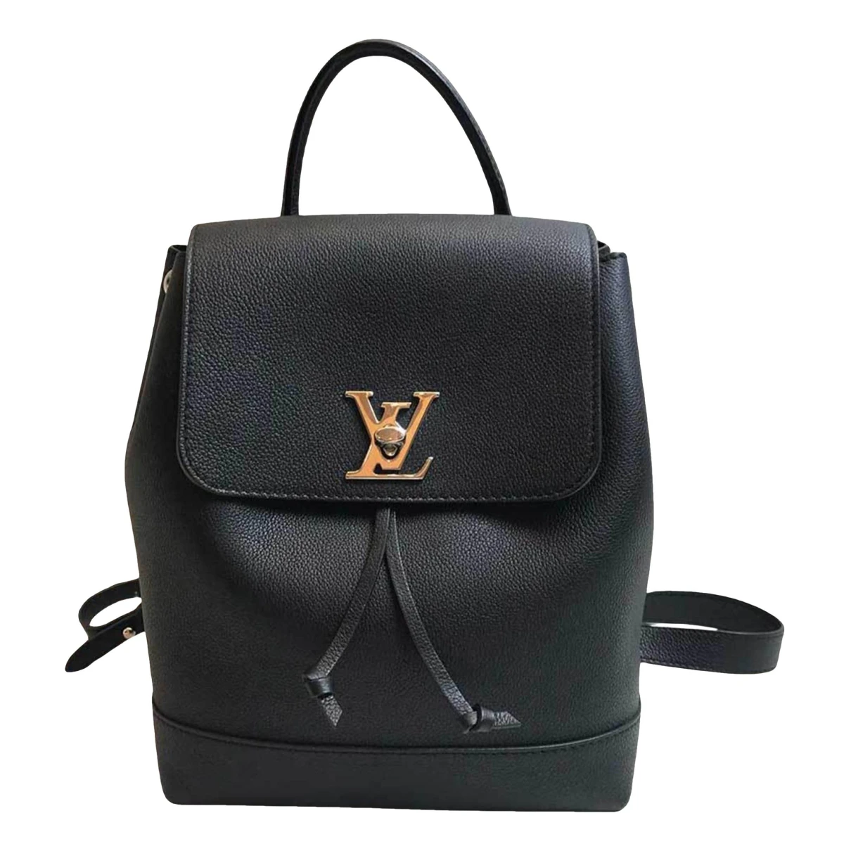 Pre-owned Louis Vuitton Lockme Leather Backpack In Black