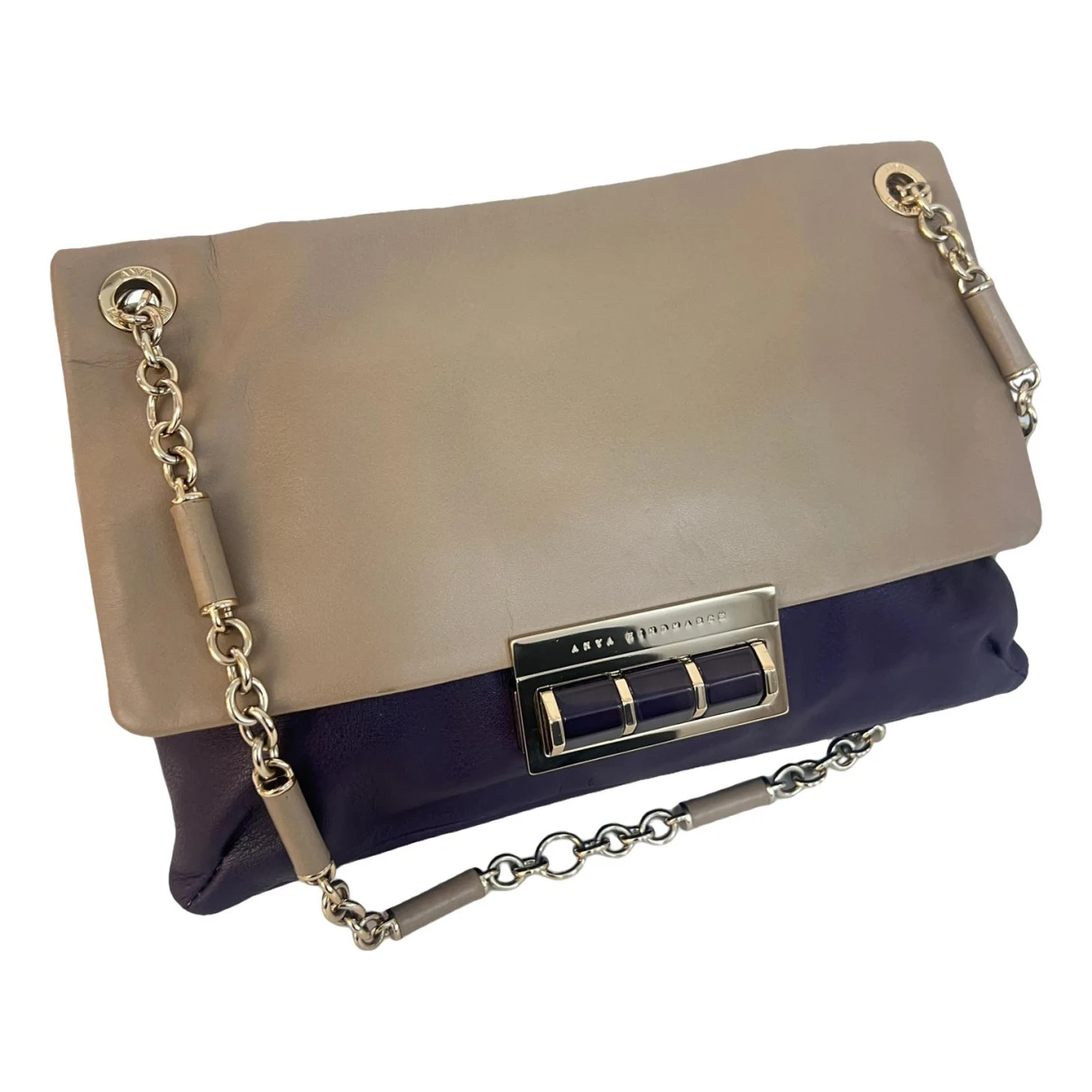 Pre-owned Anya Hindmarch Leather Handbag In Purple