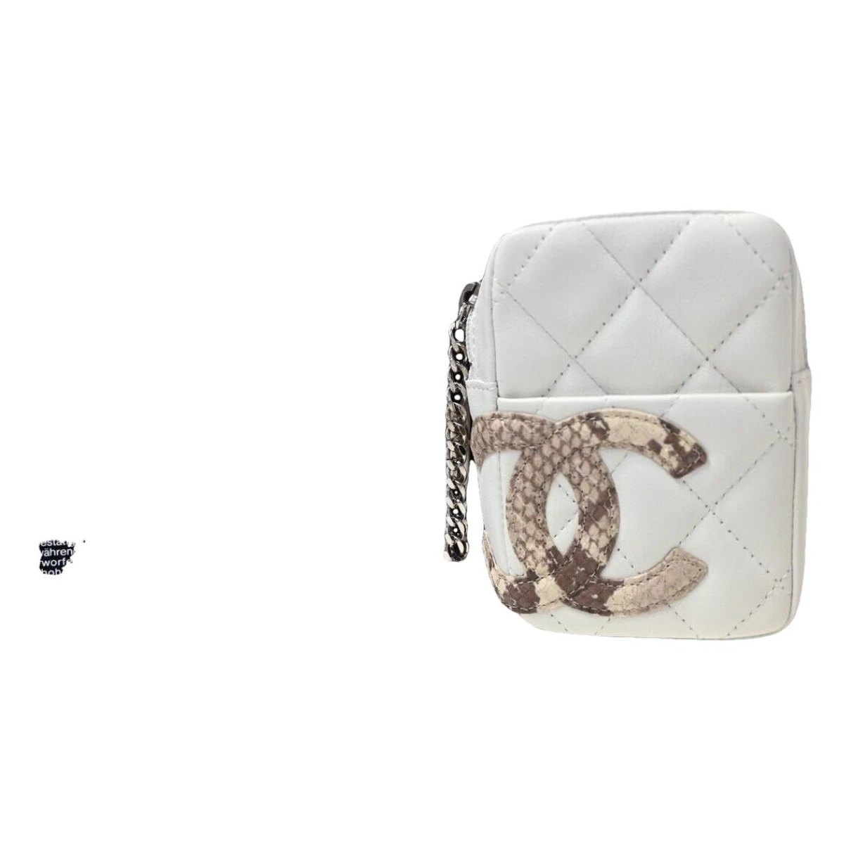Pre-owned Chanel Cambon Leather Clutch Bag In White