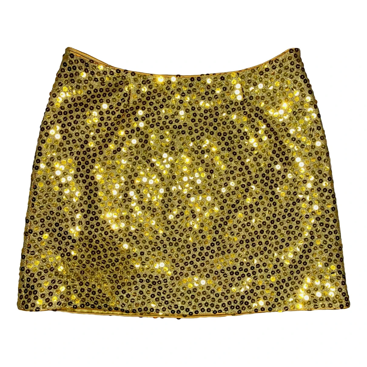 Pre-owned Moschino Glitter Mini Skirt In Gold