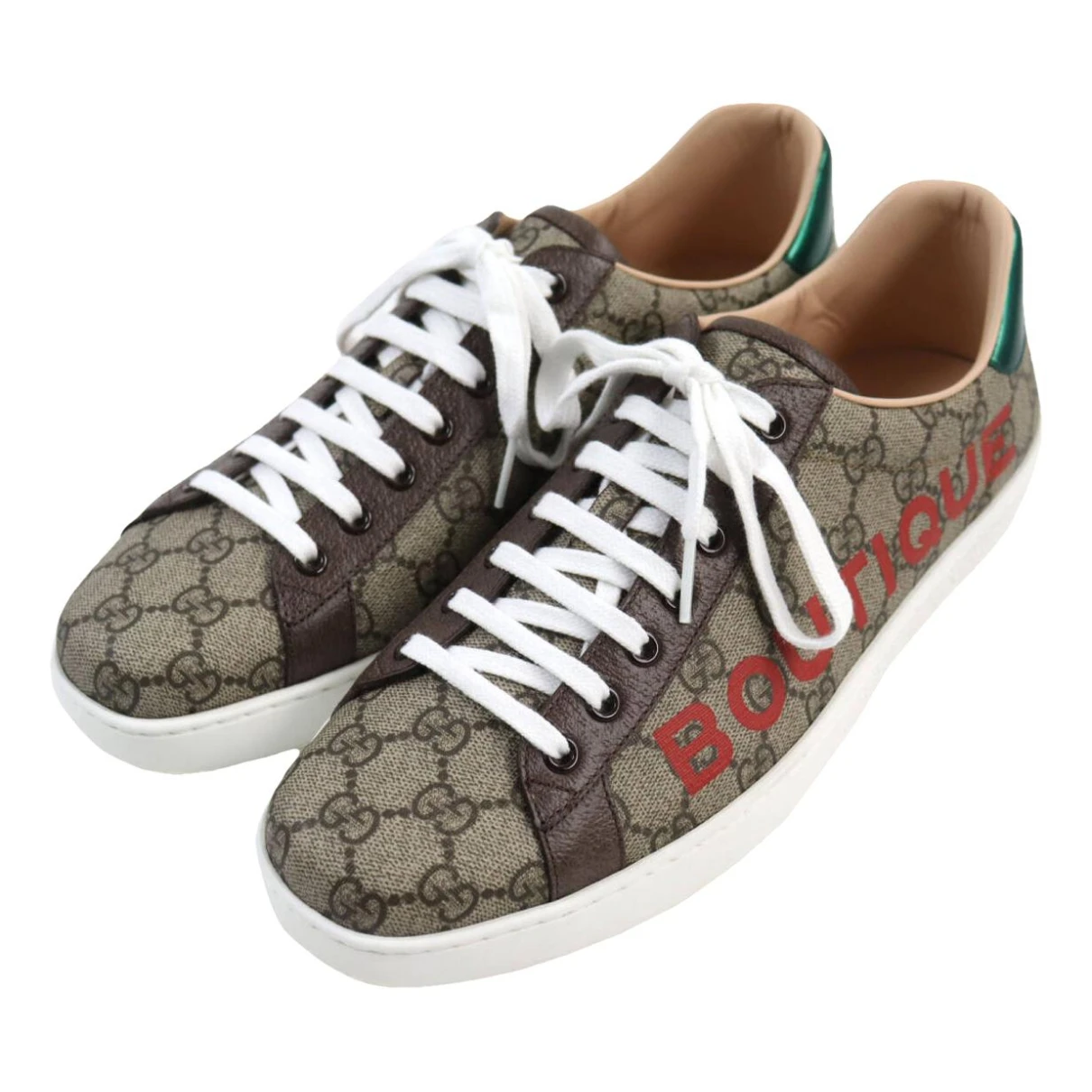 Pre-owned Gucci Ace Cloth Low Trainers In Brown