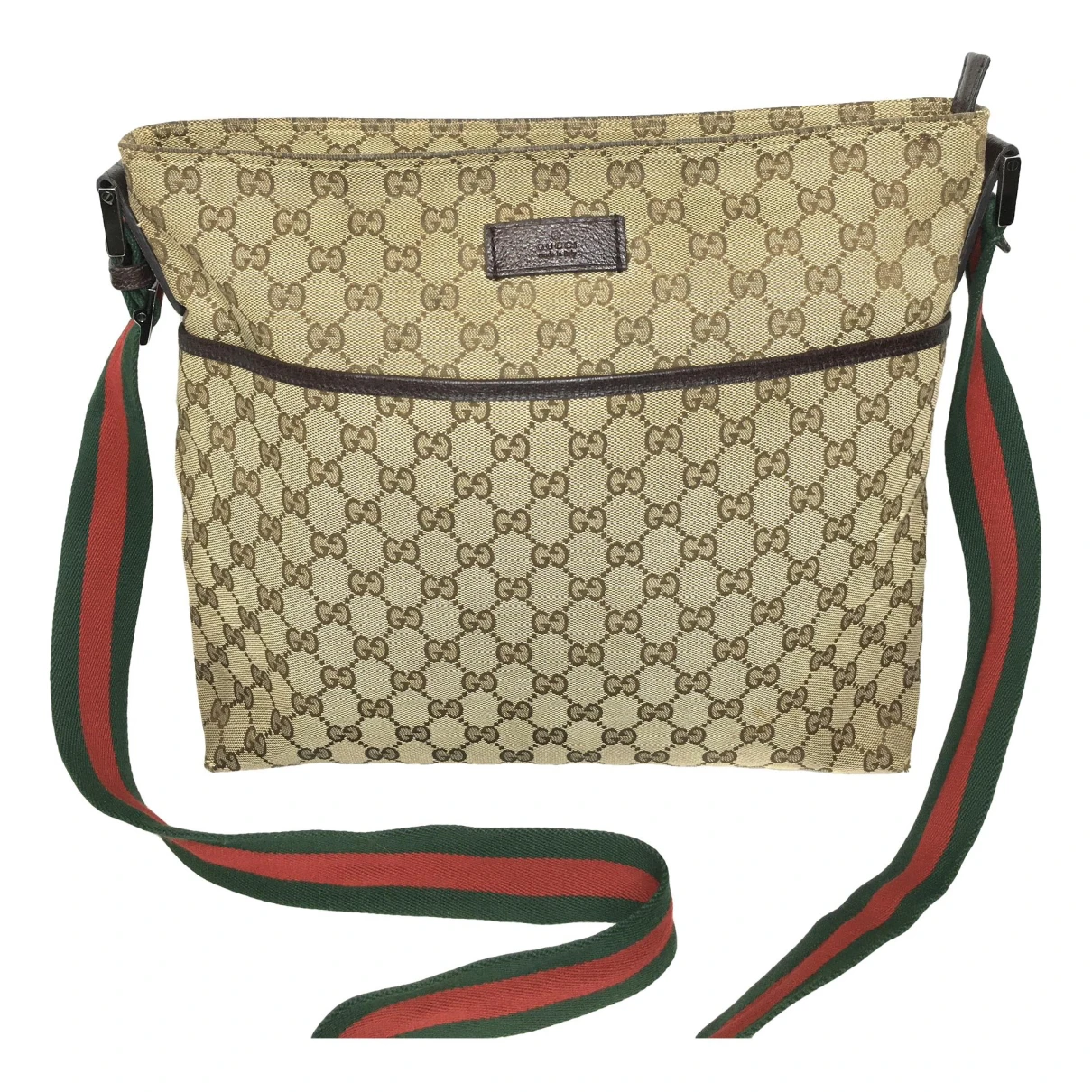 Pre-owned Gucci Ophidia Zip Cloth Bag In Brown
