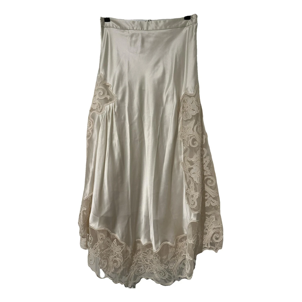 Pre-owned Ulla Johnson Silk Maxi Skirt In Ecru
