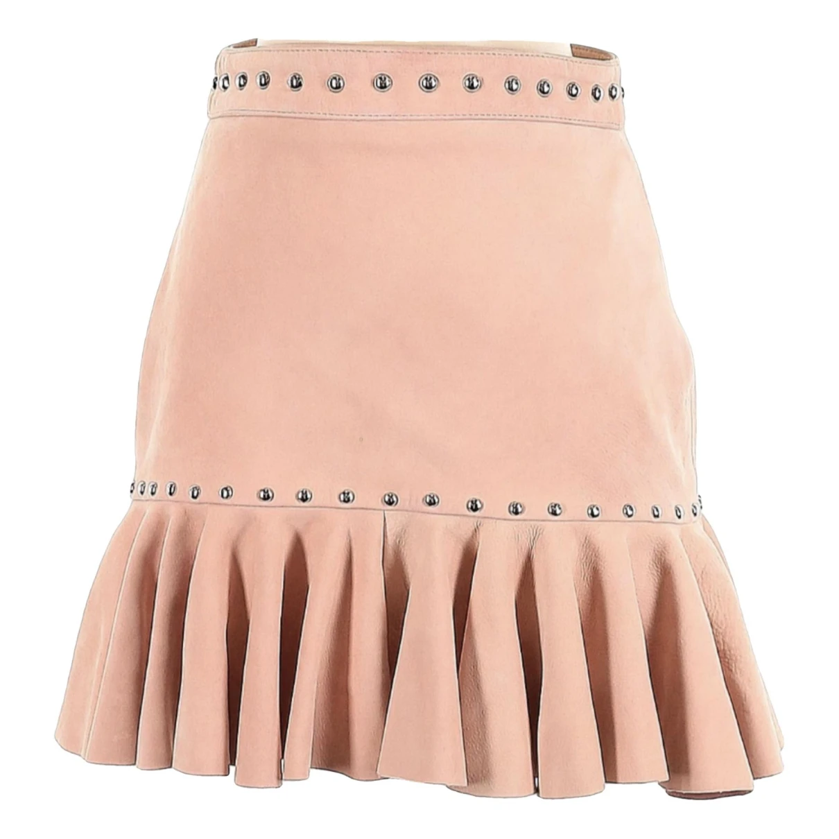 Pre-owned Understated Leather Leather Mini Skirt In Pink