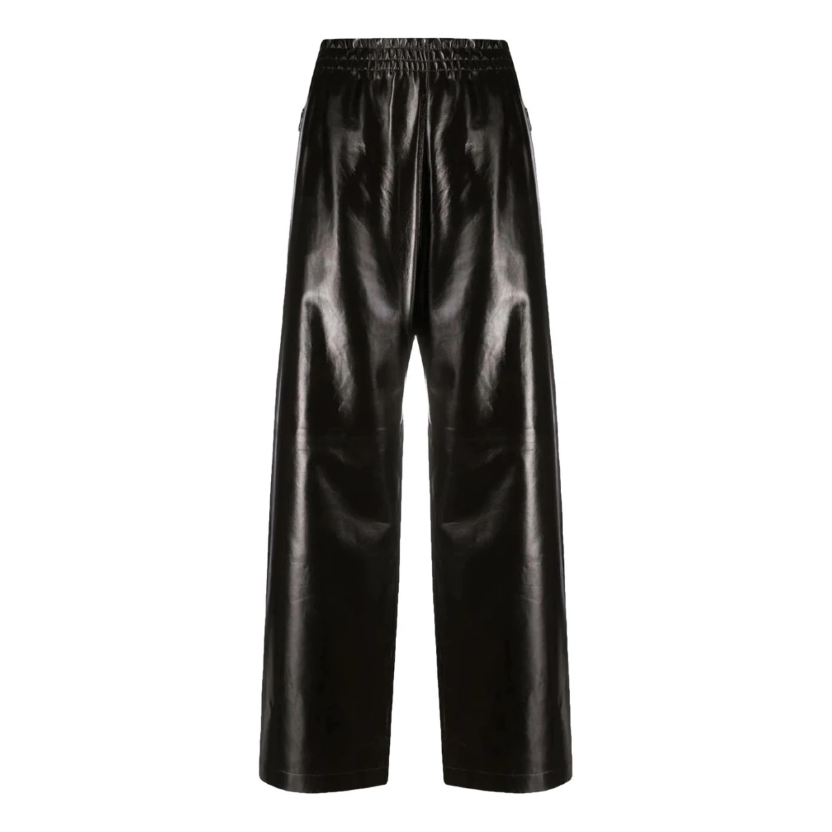 Pre-owned Bottega Veneta Leather Straight Pants In Brown